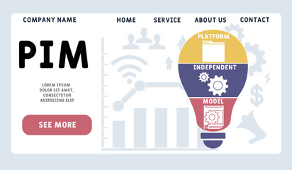 PIM - Platform Independent Model acronym. business concept background. vector illustration concept with keywords and icons. lettering illustration with icons for web banner, flyer, landing