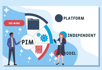 PIM - Platform Independent Model acronym. business concept background. vector illustration concept with keywords and icons. lettering illustration with icons for web banner, flyer, landing