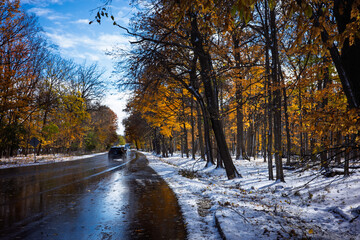 First Snow in Morton Grove Illinois