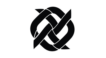 Intricate black interwoven ribbon design forming a complex abstract pattern