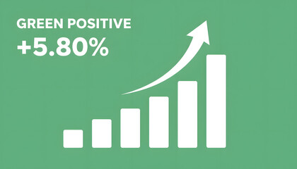 Positive growth trend revealed by rising bar chart and upward arrow