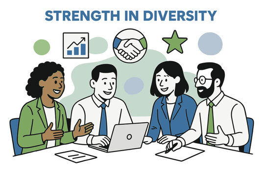 Diverse Team Collaboration. Diversity in business and corporate environments. A team of professionals from