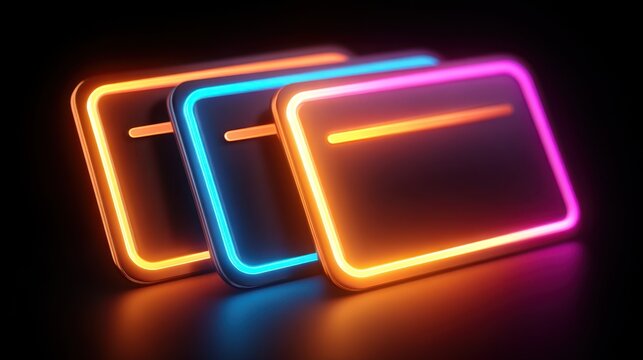 Glowing neon credit cards in vibrant colors - Powered by Adobe