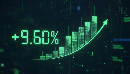 Stunning digital growth chart shows 9.60% increase with dynamic upward trend