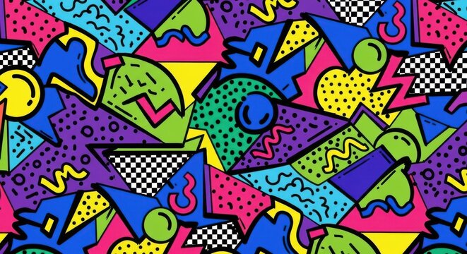 Retro eighties nineties abstract geometric vibrant pattern art