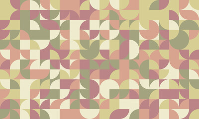 Abstract geometric pattern with muted earth tones.  A seamless design featuring semicircles and squares, ideal for backgrounds, textiles, or website designs.
