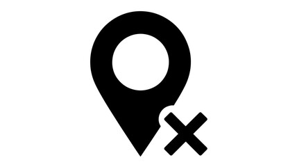 Location pin icon with a delete symbol simple flat vector design element isolated on white background