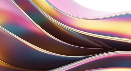 Fototapeta premium Abstract Swirling Metallic Waves with Iridescent Colors