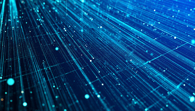Abstract network glowing with connected lines and nodes in cyberspace