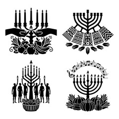 Kwanzaa Kinara Crest Shield Emblem Editable Vector