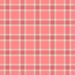 Soft coral and cream plaid pattern. Textile design for fashion, home decor, or backgrounds. Evokes a cozy, warm, and classic feel. Versatile backdrop.