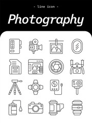 Photography Line Icon Vector Illustration – Minimal Outline Symbol for Camera, Creativity, and Visual Art