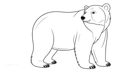 Obraz premium Black and white illustration of a standing polar bear