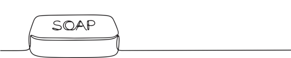 Obraz premium Continuous one line drawing of a classic bar of soap with 