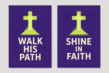 Glowing Path Banners. Path of Light. Two vertical A6 banners with safe margins, centered composition, no elements touching edges, geometric, royal purple and