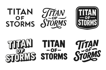 Fototapeta premium Lettering Titan Showcase. Titan of Storms. Set lettering. harmonious lettering variations of the same emblematic concept (Abstract geometric letterforms,