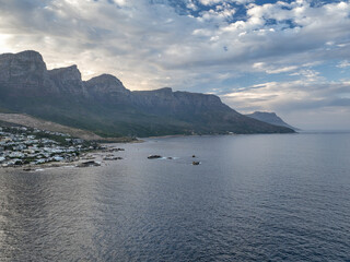 Aerial view of coastline along camps bay