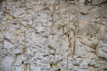 Sedimentary white rock soil, composed of chalk, marl and limestone, on champagne vineyards in village Hautvillers in Marne valley, Champange, France, soil sample, nature soil background