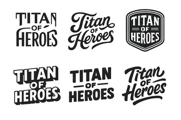 Fototapeta premium Titan Lettering Styles. Titan of Heroes. Set lettering. harmonious lettering variations of the same emblematic concept (Abstract geometric letterforms, Elegant
