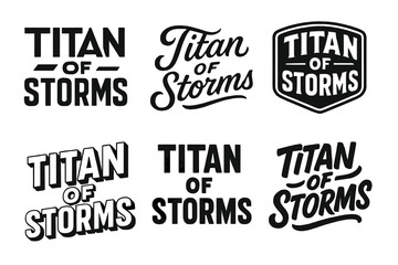 Fototapeta premium Lettering Titan Showcase. Titan of Storms. Set lettering. harmonious lettering variations of the same emblematic concept (Abstract geometric letterforms,