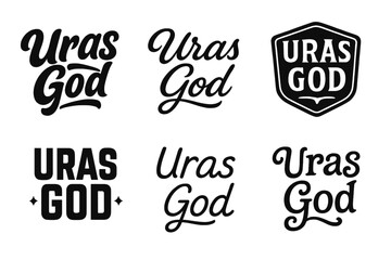 Creative Lettering Styles. Uras God. Set lettering. harmonious lettering variations of the same emblematic concept, each with different artistic interpretation