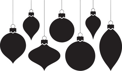 Black Silhouette Christmas Balls Hanging on Strings