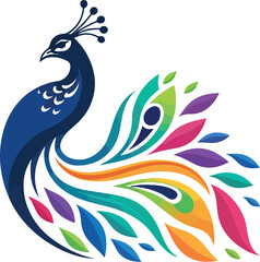Fototapeta premium Elegant Peacock Logo Design – Luxury Bird Symbol, Royal Feather Icon, Modern Golden and Blue Vector Emblem for Branding and Fashion