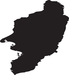 Black silhouette of an irregular island or landmass shape suitable for geographical maps and regional outlines