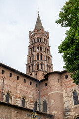 Fototapeta premium Views of Toulouse, city in southern France, Haute-Garonne department, Occitania region, centre of European aerospace industry with pink red bricks houses, travel destination
