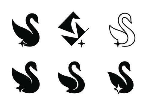 Deneb Logo Variations. Deneb in Cygnus. Set Logo of Deneb in Cygnus: swan tail star marker. harmonious logo variations of the same emblematic concept, each