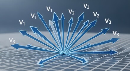 Multidimensional Movement: A Set of Labeled Vectors Spreading Across a Grid Plane