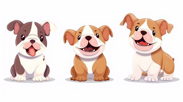 cute cartoon bulldog puppy illustration.