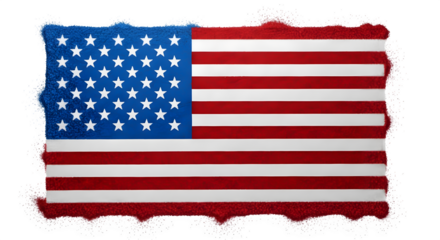 American flag with rough edges isolated on transparent background, a symbol of patriotism