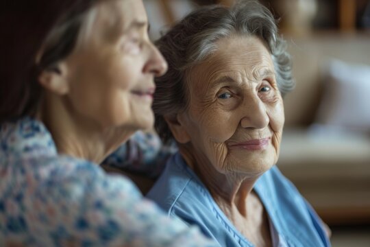 Senior women enjoying time together at home