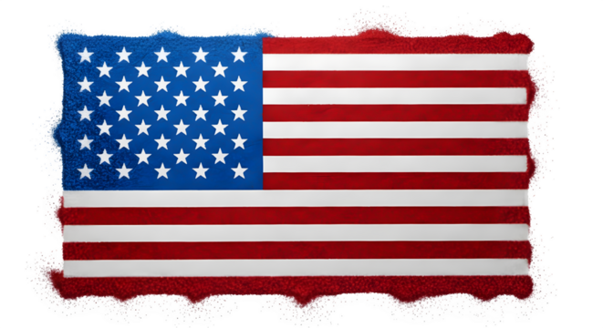 American flag with rough edges isolated on transparent background, a symbol of patriotism - Powered by Adobe