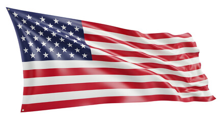Fototapeta premium Waving american flag isolated on transparent background, a symbol of patriotism and national pride