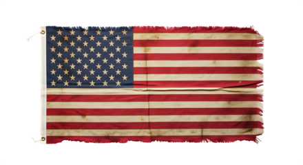Vintage american flag isolated on transparent background, a symbol of history and heritage