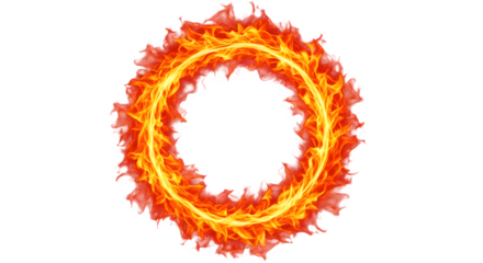 Ring of fire isolated on transparent background is a symbol of power, danger, and energy