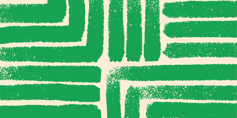 Abstract Geometric Maze Patterns &mdash; Minimalist Backgrounds in Green. Trendy vector illustration.