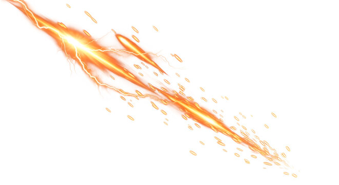 Vibrant orange light streak shooting across a transparent background, creating a sense of movement