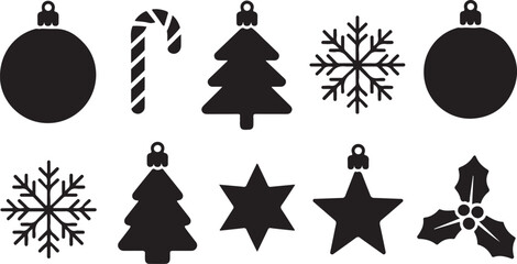 Simple Black Christmas Ornament Vector Elements