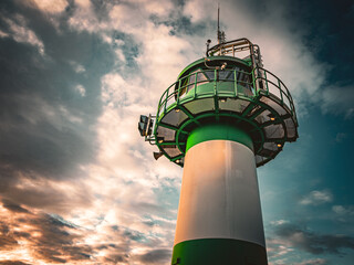lighthouse at sunset in Travem&uuml;nde, Baltic Sea
