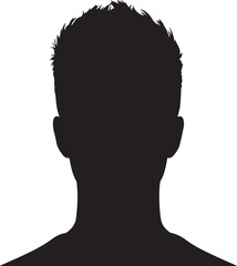 Black Silhouette of a Man's Head and Shoulders with Spiky Hair male on transparent background
