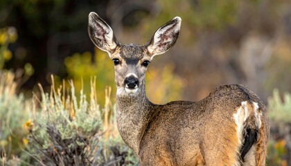 A close-up portrait of a deer gazing directly at the viewer