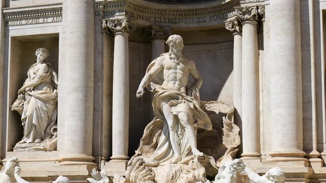 old historical statues trevi fountain rome aged stonework intricate design famous sculptures closeup view sculpture material baroque 