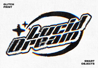 Glitch Grunge Print Effect Mockup