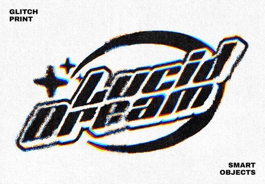 Glitch Grunge Print Effect Mockup