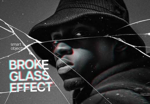 Broken Glass Photo Effect Mockup