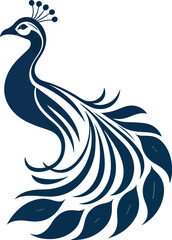 Elegant Peacock Logo Design – Luxury Bird Symbol, Royal Feather Icon, Modern Golden and Blue Vector Emblem for Branding and Fashion