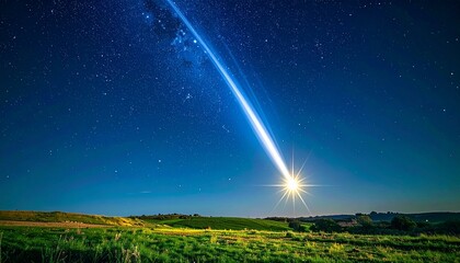 Representación intensa de una estrella fugaz o un cuerpo celeste extremadamente brillante, en alusión a la Estrella de Belén.